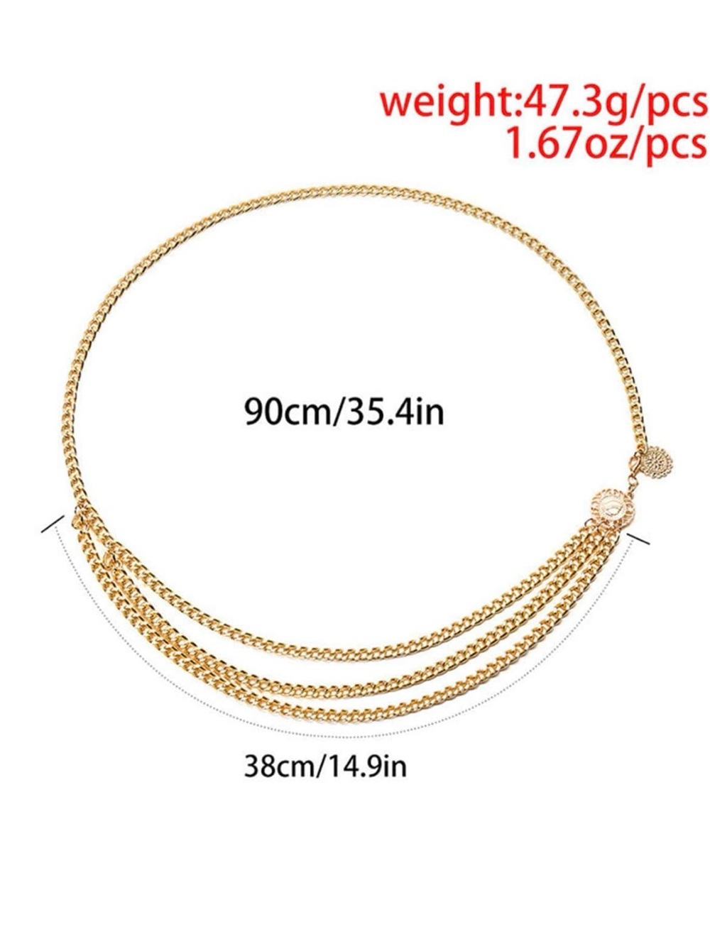 Gold Chain Link Waist Belt - Picture 3 of 3